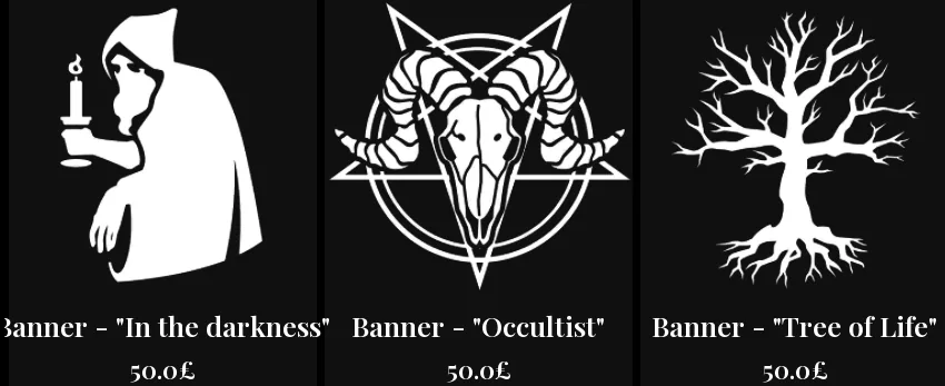Banner designs for In the darkness, Occultist and Tree of Life