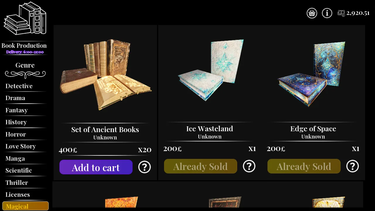 The magical genre in book production, with a box of ancient books and two sold-out customer books