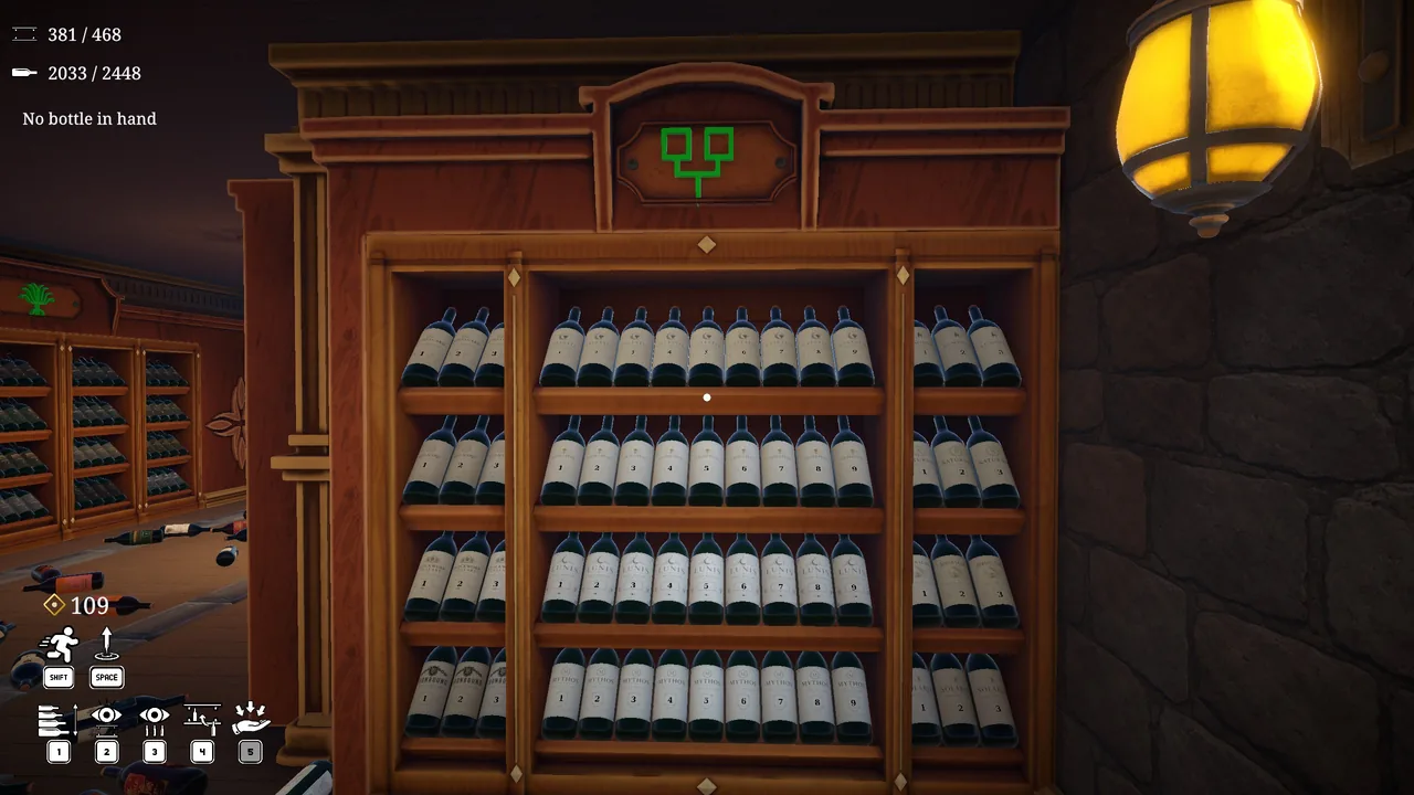 The Pinot Meunier shelf, the smallest in the cellar alongside Sangiovese
