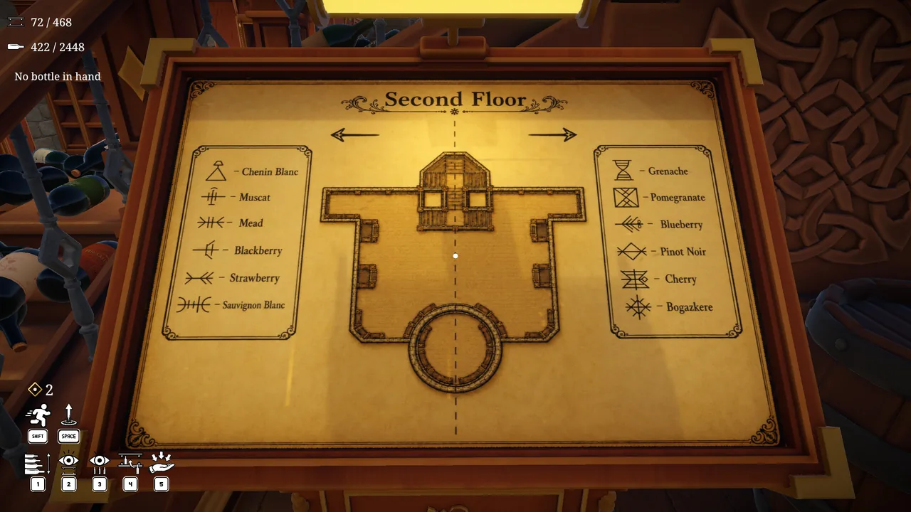 Cellar Keeper second floor map, showing the round room in the centre