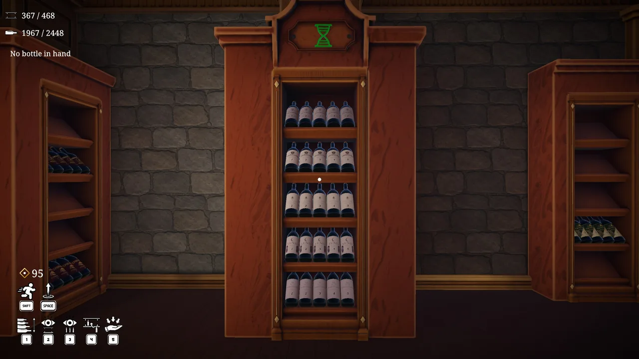 The Grenache shelf, another single five-bottle group of fifteen