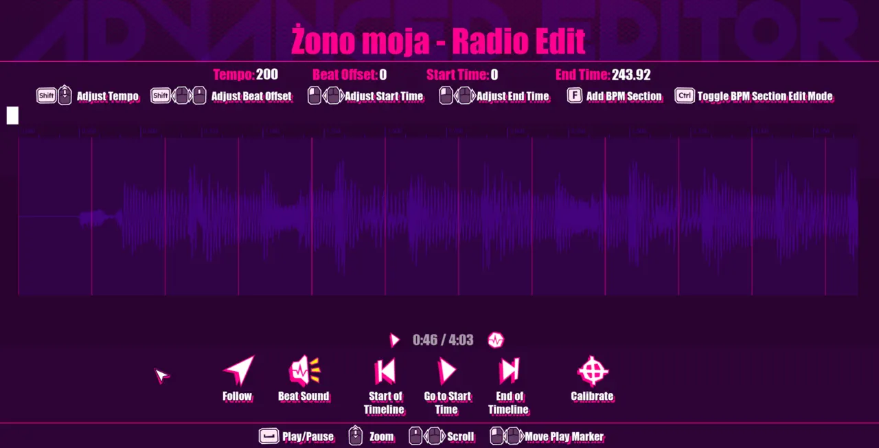 Dead as Disco Setting the BPM and Offset screenshot 1