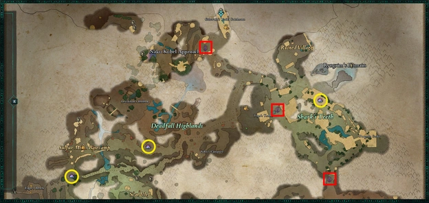 Shatterscarp Locations