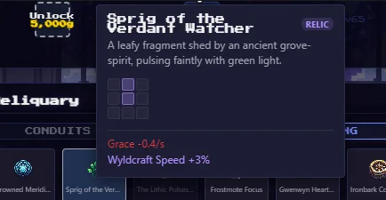 The total Grace readout in the top right corner of the screen